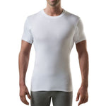 Front view white Sweat-Proof Slim Fit Crewneck for men