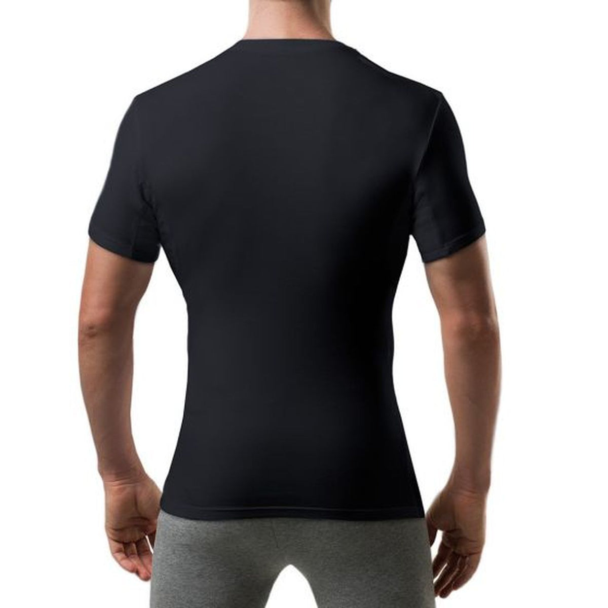 Back view black Sweat-Proof Slim Fit Crewneck for men