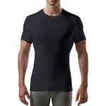 Front view black Sweat-Proof Slim Fit Crewneck for men