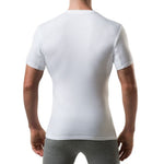 Back view white Sweat-Proof Slim Fit Crewneck for men